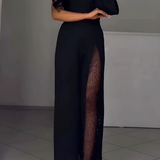 Artemis | Elegants vienas pleca kombinezons ar mirdzošiem akcentiem