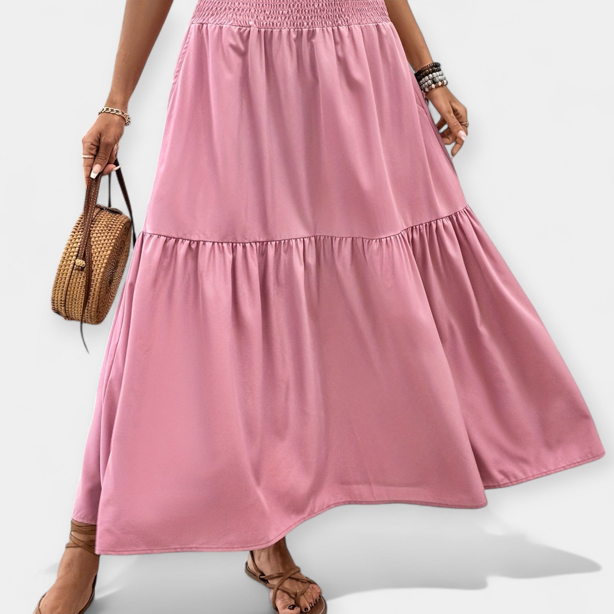Adéla Sofistikētā Ziedu Svārki ar Elastīgu Jostu