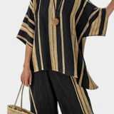 Adéla – ērts oversized svītrainais tops un brīvi linu bikses